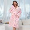Plus Size Robe Women's Fall and Winter Long-sleeved Facecloth Bathrobe Long Section Pajamas Homewear