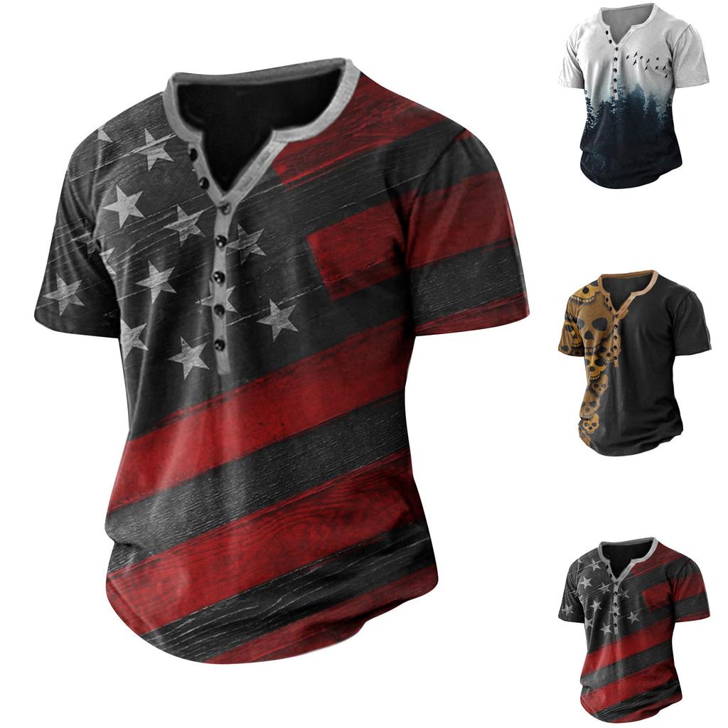 Men's Short Sleeve Graphic And Embroidered Fashion T-Shirt Spring And Summer Short Sleeve Printed