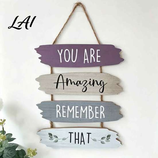 Inspirational Wooden Wall Art Hanging Sign Motivational Quote Wood Plaque Decor Vintage Spliced Decor Positive Saying for Bedroom Study Office Home