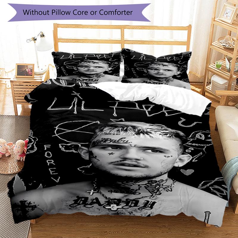 3pcs Lil Peep pattern bedding set duvet cover set includes duvet cover &pillowcases, perfect all season bedroom decoration & gift