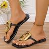 Fashion Women Slippers 2025 New Summer Beach Slippers Luxury Flats Sandals Flip Flops Fashion Metal Shoes Slides Women Zapatos De Mujer