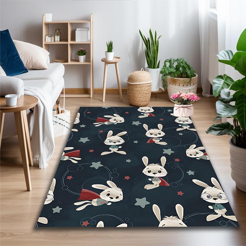 Miffy Rabbit Rug Ideal for Reading Room, Multi-purpose Office Chair Sofa Carpet, Anti-slip Printed Home Area Rug