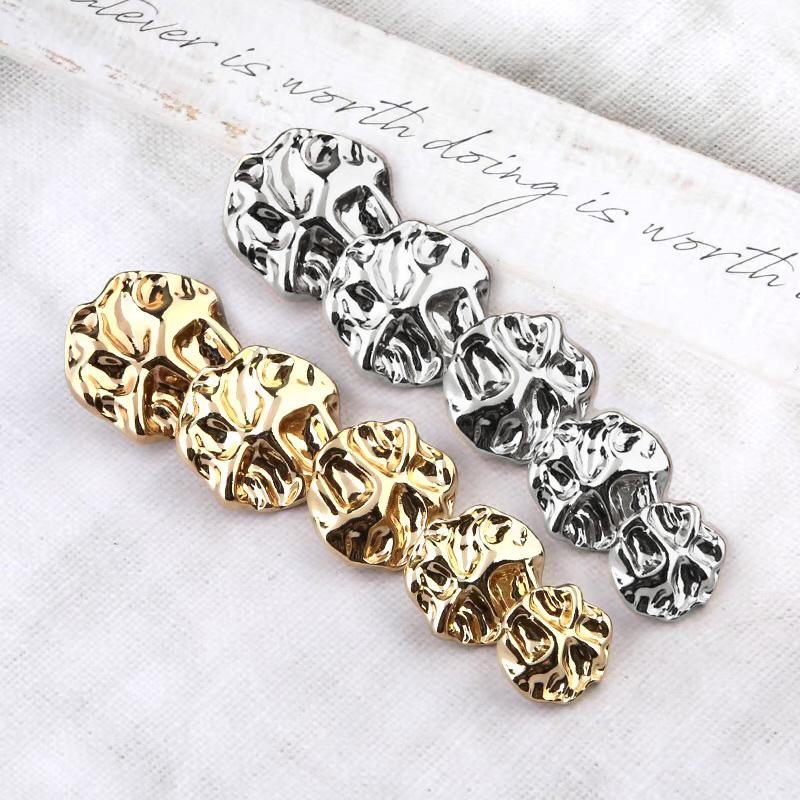 10pcs Irregular Shape Garment Sewing Accessories Zinc Alloy Gold Buttons Wave Surface Buckle Fashion Metal Button Classy Snaps