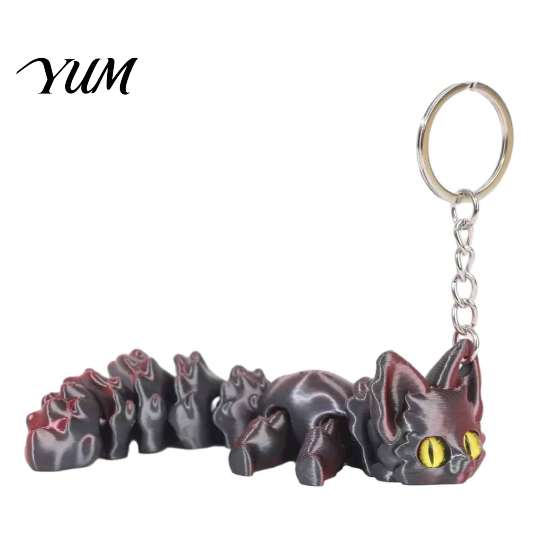 Flexible Jointed Figurine 3D Printed Articulated Fox Keychain, Joint Animal Pendant with Metal Unique Gift for Friends Key Ring, Creative Desk