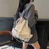 Корейский нишевый рюкзак женский 2025 новый рюкзак с цепочкой-заклепкой, многокарманная сумка на плечо для поездок на работу, сумка-ведро с кулиской