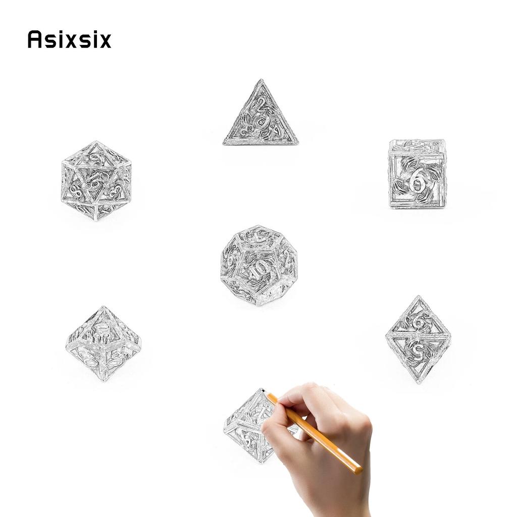 7 Pcs Golden Black Hand Metal Dice Solid Metal Polyhedral Dice Set Suitable for Role-Playing RPG Board Game Card Game