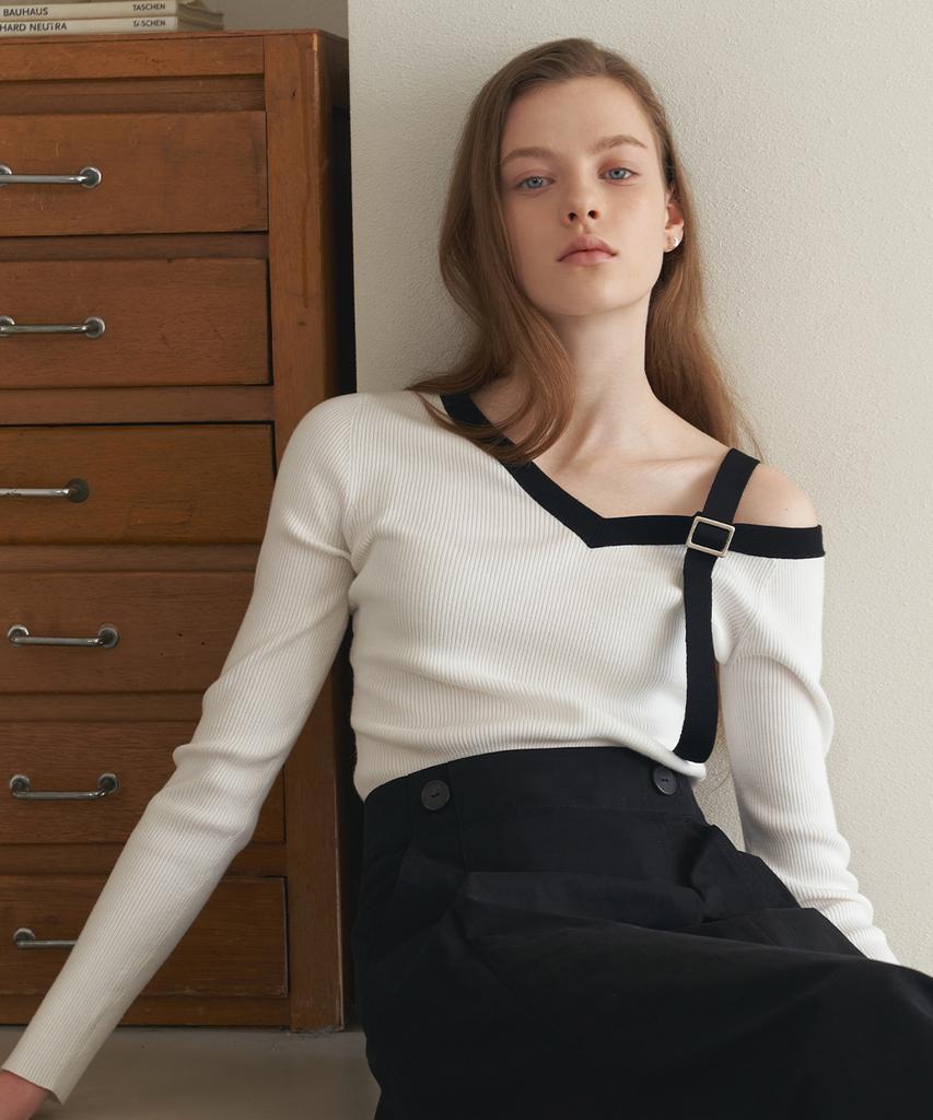 ARTID Off-Shoulder Strap Point Knit_3Colors