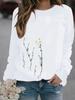 Women Winter Clothing Floral Printed Casual Sweatshirt Long Sleeve Tops T-shirt Ladies Round Neck Pullover Sweater