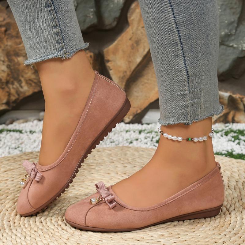 Мода 2025 Мода Женская обувь Неглубокие Женские балетки Новые Бусины на шнурке Повседневные Большого размера Легкая Мягкая подошва Удобные Балетки Низкий каблук