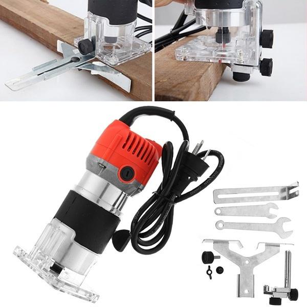 110V/220V 30000RPM 650W Electric Wood Trimmer Tool Hand Trimmer Wood Machine Router Tool Set For Woodworking Engraving Slotting Trimming Carving