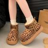 Leopard Flats Suede Ankle Women Snow Boots Fashion Platform Winter Warm Plush Cotton Shoes 2024 Trend Non Slip Cozy Botas Mujer