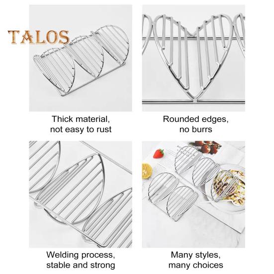Stainless Steel Taco Holder Stands for 3 Tacos Rust-Proof Taco Tray Plates for Crispy Shells Heat-Resistant Burrito Stand for Holidays Outings