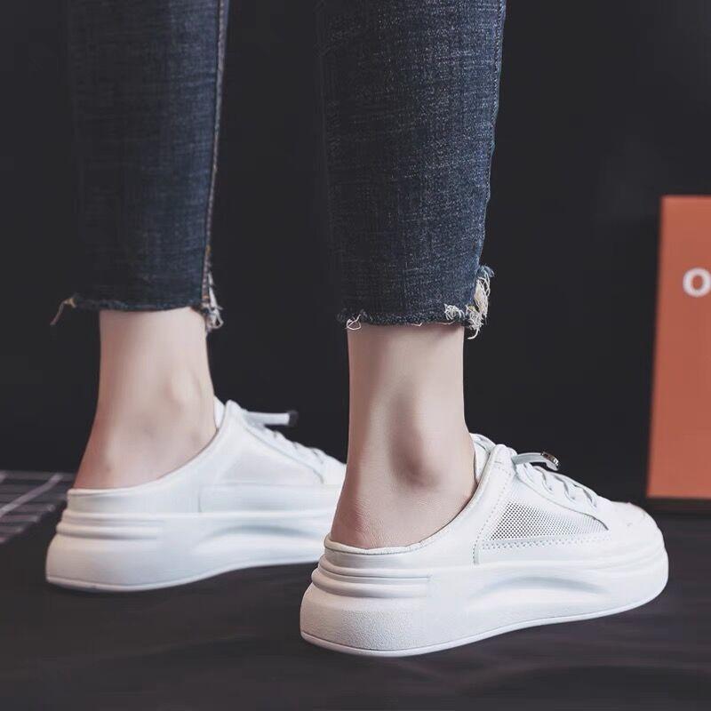 Повседневная обувь для скейтборда 2025 новая весенне-летняя женская обувь одинарная модная увеличивающая рост белая обувь женские тапочки