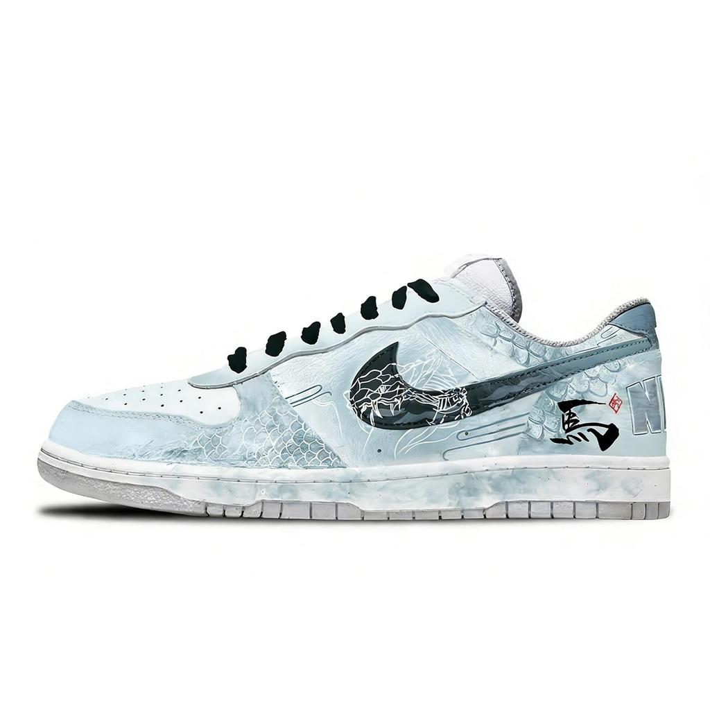 Nike Big Low Ice Silk Horse Abrasion Resistant Breathable Low top Skateboard Shoes Men's Blue 355152-106(Team528-)