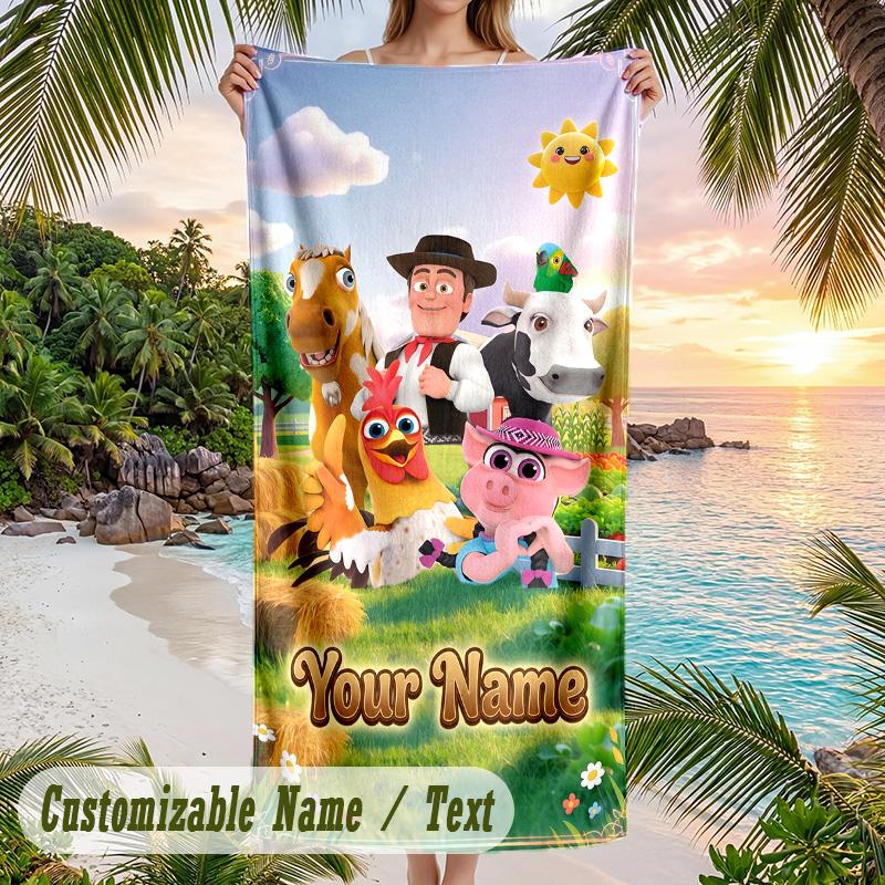 La Granja de Zenón Beach Towel, Personalized Custom Text, Quick Dry Soft Large Towel For Swimming Pool Travel