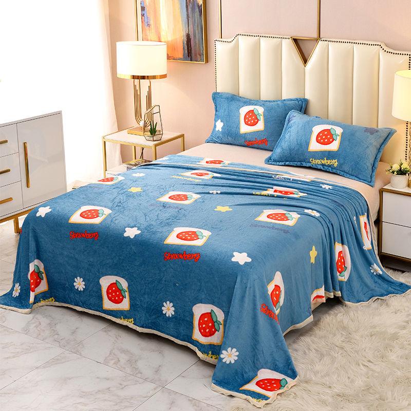 1.5/1.8/2m Bed Flannel Bed Sheet Single Double Coral Pile Blanket Double Sided Plush Bed Sheet Twin Queen King Size