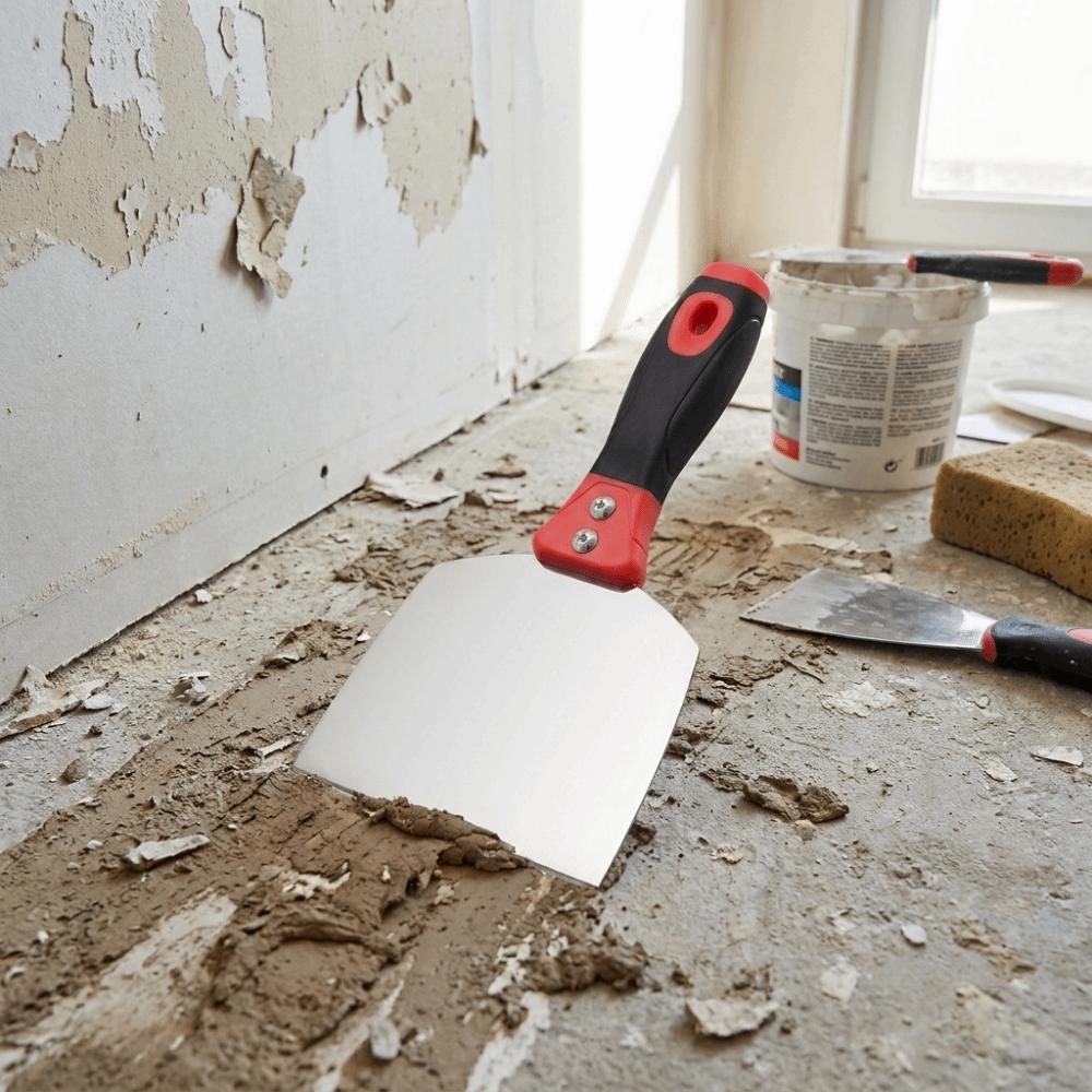 Curved Working Surface Mud Trowel Stainless Steel Putty Spatula Painter