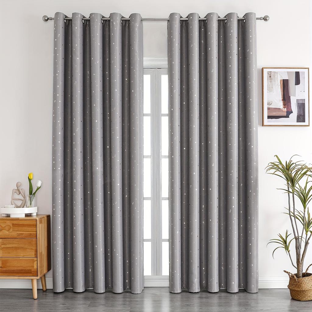 Kids Curtains Blackout With Stars Grommet Top For Bedroom Living Room Window Drapes