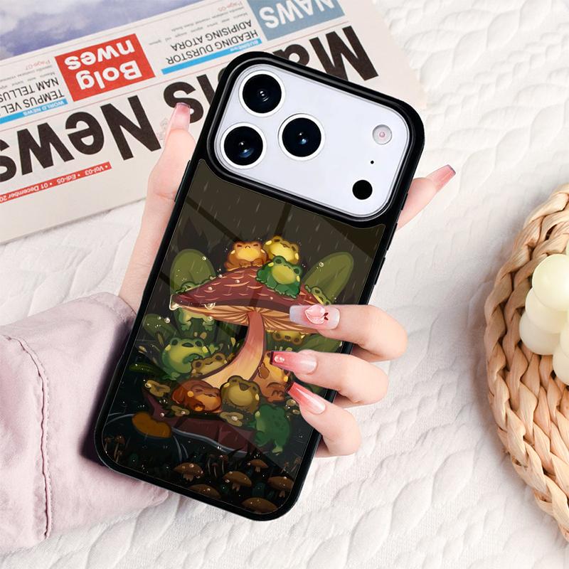 Чехол для телефона в стиле Cottagecore с лягушкой и грибами для iPhone 17 16e 15 14 13 12 11 Pro Max Air Mini Мягкий защитный чехол