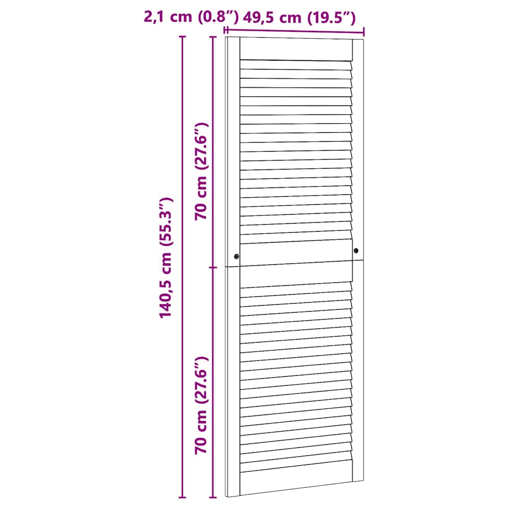 Natural Wardrobe Door 49.5 x 2.1 x 140.5 cm Solid Pine Wood