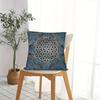 Flower Of Life Mandala Pillow Cover Blue Gold Geometric Print Soft Throw Pillow Case For Yoga Meditation Home Decor Gift