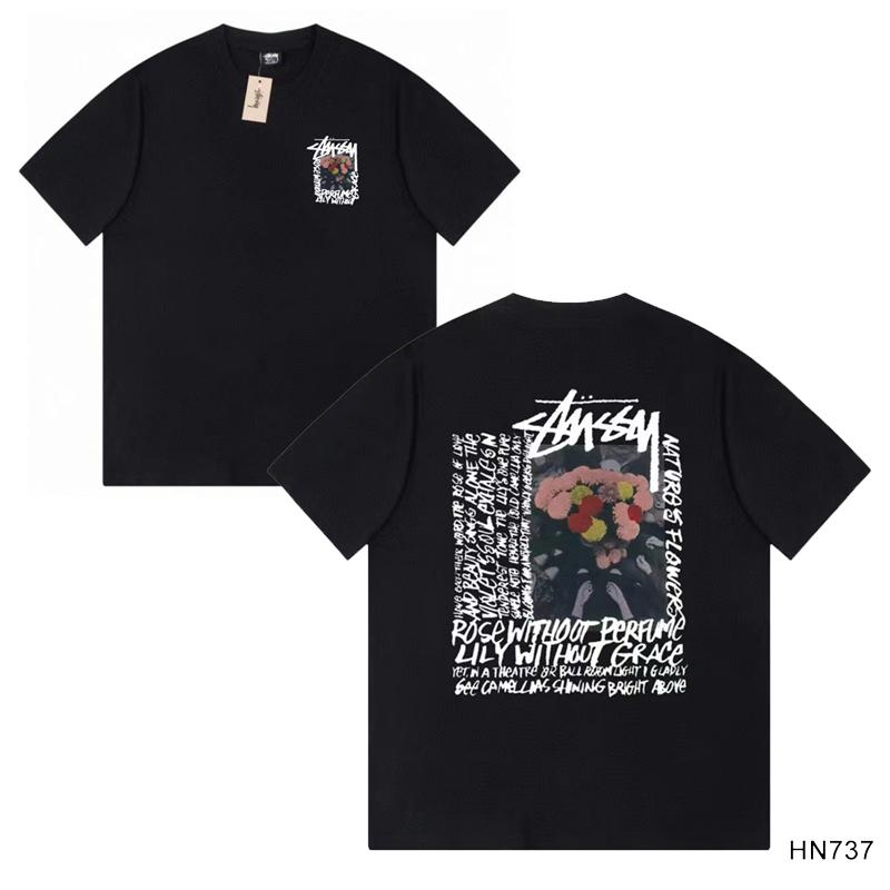 Stussy Летняя новая футболка из высококачественного хлопка с круглым вырезом для мужчин и женщин 2025 года, классический логотип с новым рисунком, парная футболка