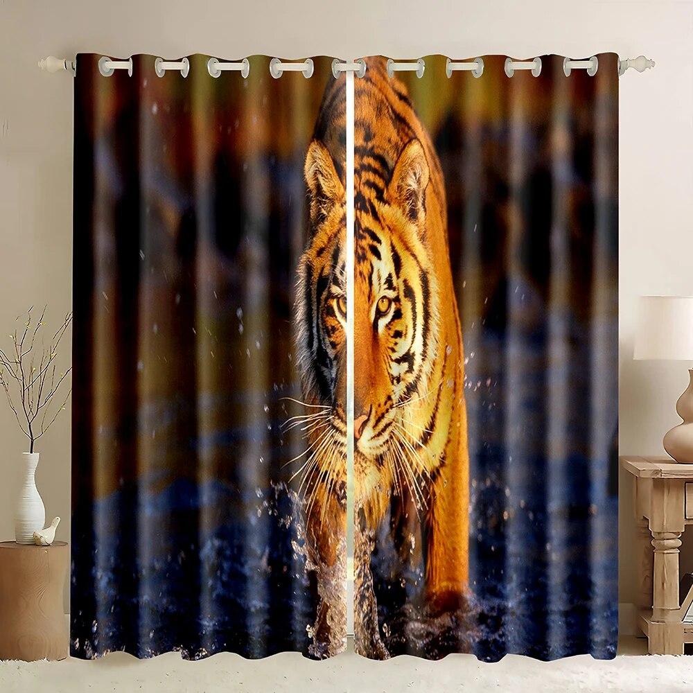 Леопардовые плотные шторы с дикими животными, занавеска для гостиной, спальни, высокая затененность, оконная драпировка, двустворчатая открытая штора