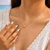 Minimalist Zircon Bowknot Pendant Necklace for Women, 18K Gold Plated Stainless Steel Necklace, Waterproof Jewelry Accessories