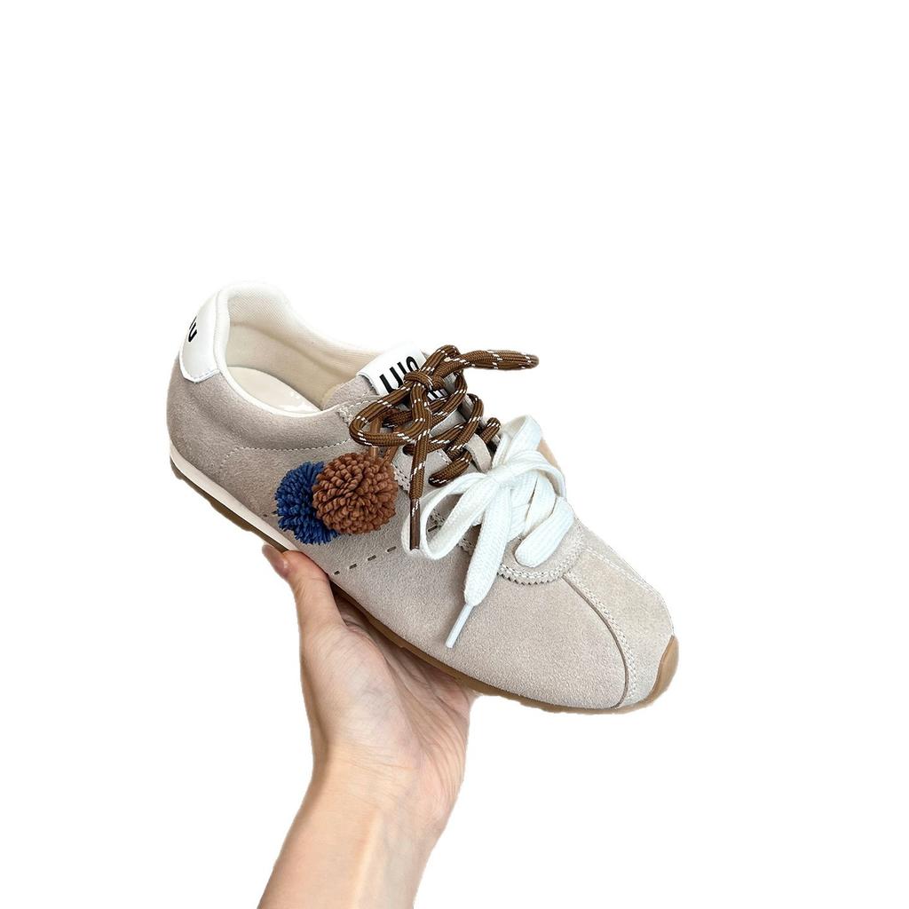 Внутреннее увеличение высоты 5 см двойная шнуровка немецкие тренировочные туфли женские 2025 осень новые повседневные спортивные туфли Форрест Гамп ретро маленькие белые туфли