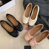 2025 New Round Head Bow Soft Sole Shallow Mouth Flat Bottom Doudou Pregnant Women's Single Shoes
