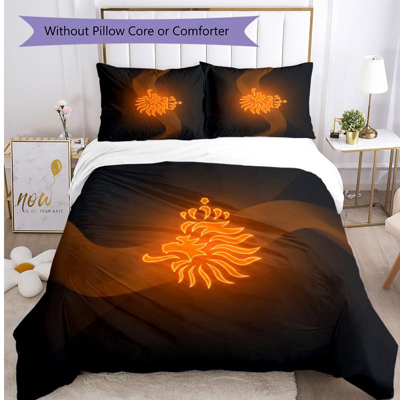 Netherlands Football Printed Bedding 3 Piece Set Cozy Breathable Bed Cover Set as Housewarming Holiday Gift