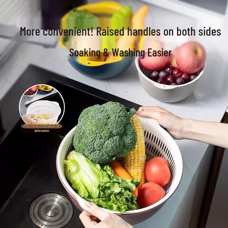 Kitchen Double-Layer Vegetable & Fruit Drain Basket 6-Piece Set