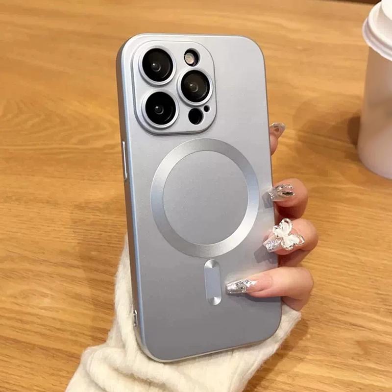 Роскошный чехол для беспроводной зарядки Magsafe для iPhone 16 15 14 13 12 11 Pro Max Plus, магнитный защитный чехол для объектива, противоударный матовый чехол