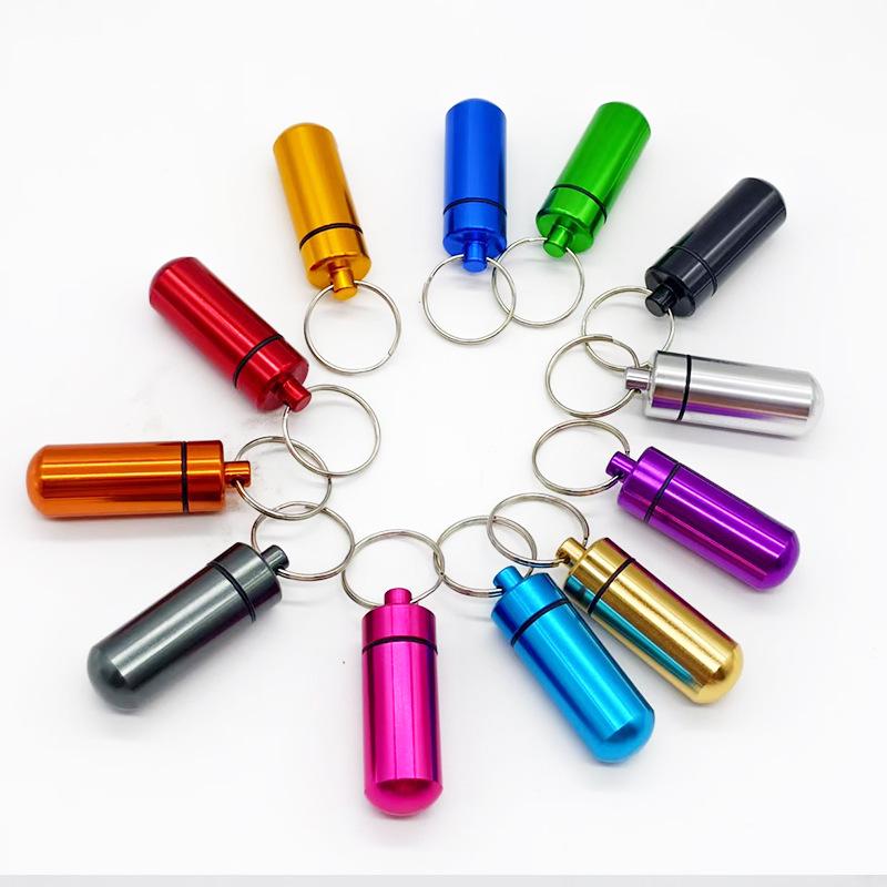 Водонепроницаемый алюминиевый контейнер для таблеток-брелок для использования на открытом воздухе