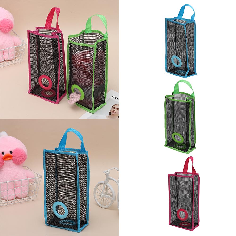 Kitchen Practical Foldable Organizer Garbage Bag Storage Hanging Holder Breathable Mesh Plastic