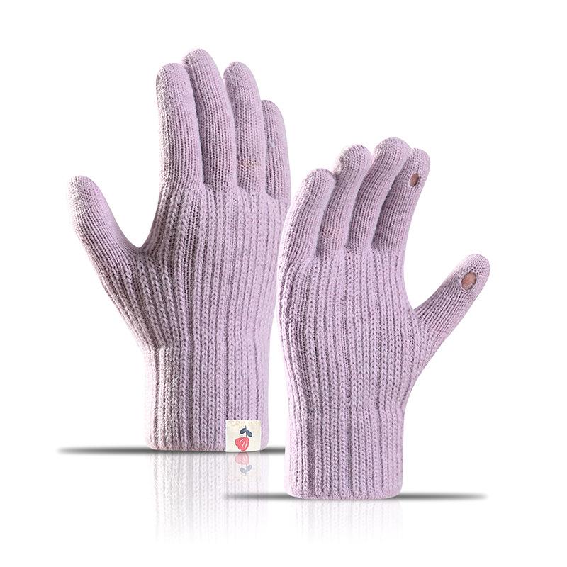 Зимние бархатные теплые перчатки для езды на велосипеде на открытом воздухе с сенсорным экраном мужские и женские шерстяные вязаные перчатки