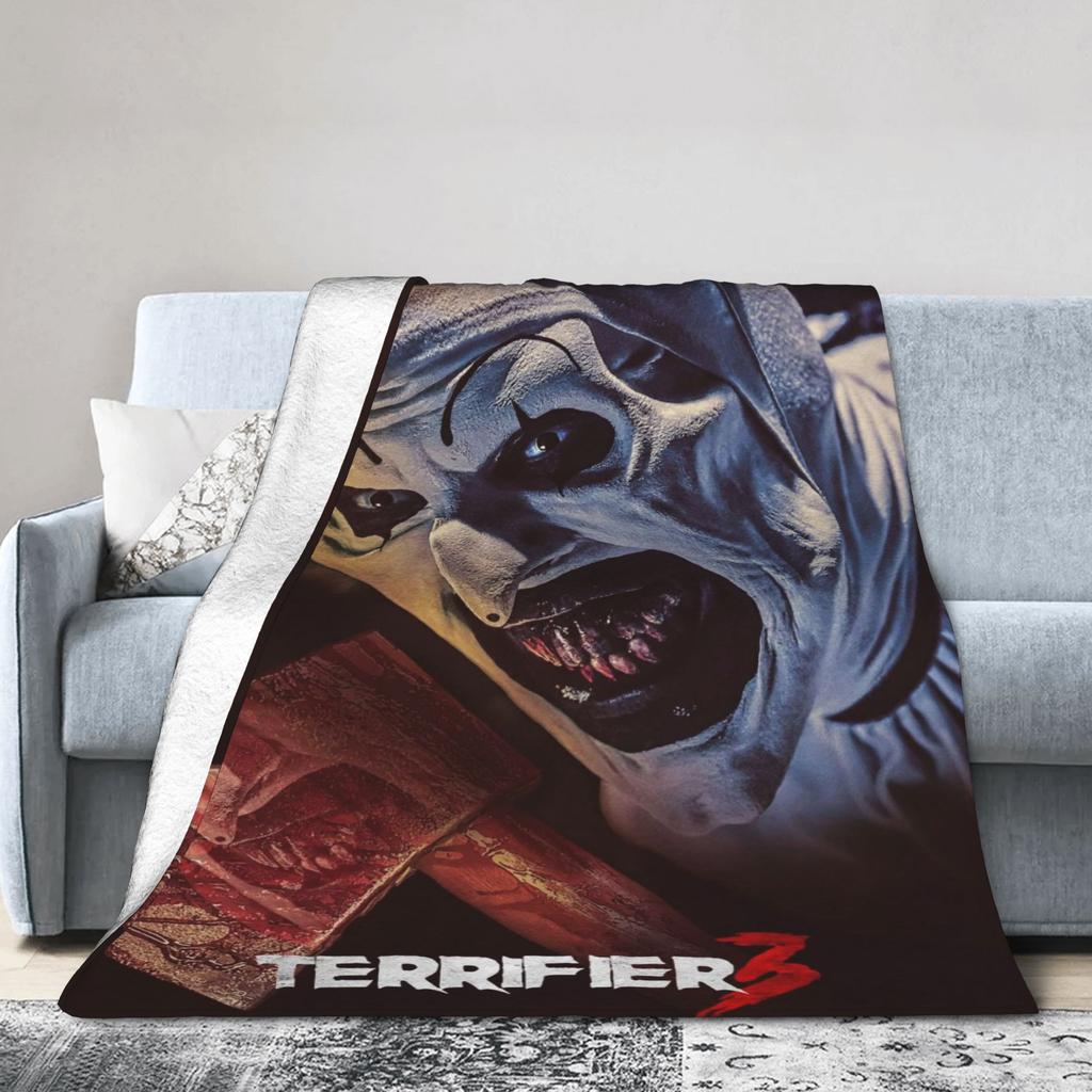 Теплое Мягкое ОдеялоДетское Взрослое Декоративное Одеяло-Плед по Мотиву Фильма Ужасов "Ужасающий 3" Фланелевое Покрывало для Дивана Кресла Дивана Покрывало для Кровати