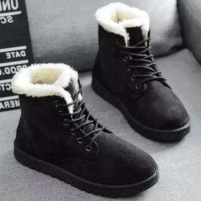 Smile Pop Winter New Flat Snow Boots Удобные теплые бархатные плюшевые хлопковые ботинки с круглым носком Зимние ботинки на шнуровке Короткие женские ботинки