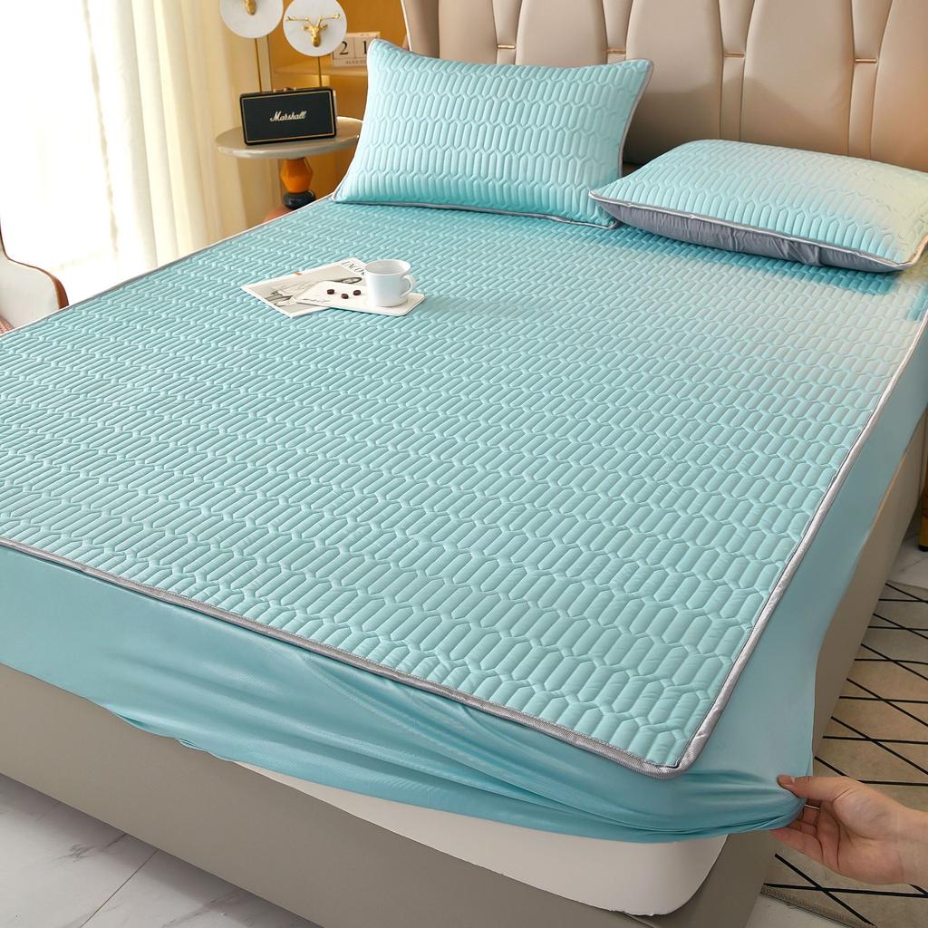 3PC Summer Latex Bed Sheet Summer Mat Ice Silk All-inclusive Mattress Protective Cover Ice Silk Bedspread