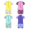 Girls 2 Piece Swim Set Stand Collar Short Sleeve Front Zipper Print Top Shorts Beach Bathing Suit