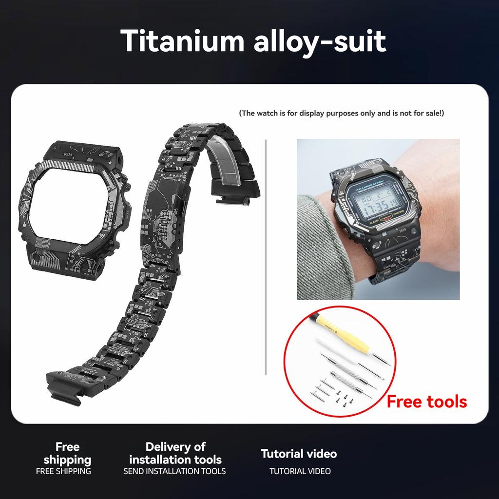 Ремешок из титанового сплава+Корпус с безелем для Casio G-Shock DW-5600 GW-M5610 GW-B5600 Комплект для модификации Набор ремешков для часов из нержавеющей стали Аксессуары