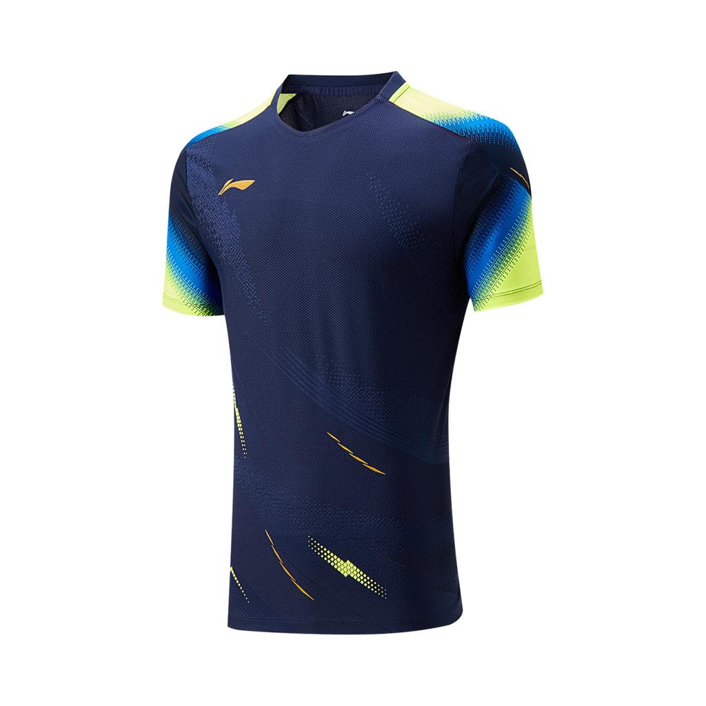Коллекция Li Ning для бадминтона Бадминтонная футболка Унисекс Морской синий AAYV163-4