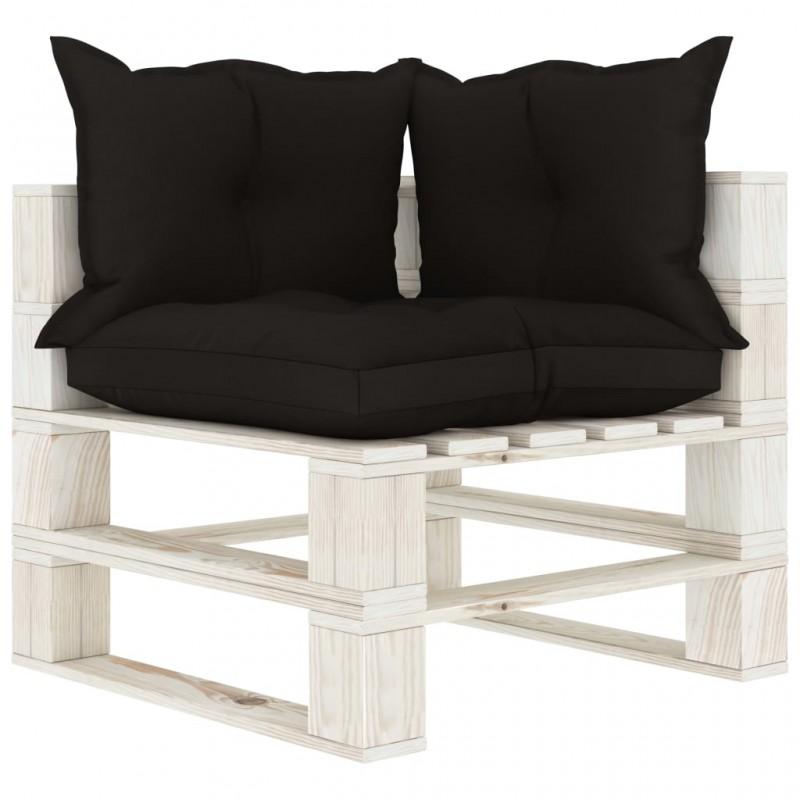 Day and Night - Day and Night Corner Sofa Made of Wooden Garden Pallets and Black Cushions