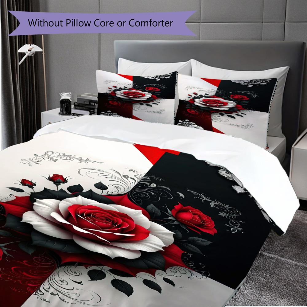 1PC Rose pattern Bedding Quilt Set Quilt Cover Pillowcase Home Decoration Birthday Gift (1 * duvet cover + 25 * pillowcase, without core)