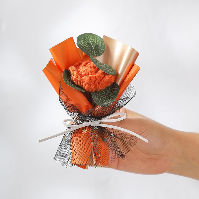 Подарки Искусственные вязаные цветы Мини-букет крючком Вязаный маленький букет Поделки ручной работы