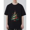 Футболка с рождественской елкой Черная рождественская елка с текстом «Мир и любовь» Праздничная сезонная одежда