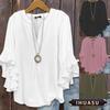 IHUASU Women's Fashion V-Neck 3/4 Sleeves Casual Blouses & Shirts Elegant