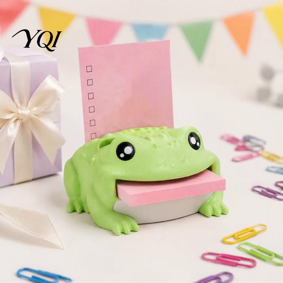 Cute Animal Desk Organizer Frog Adhesive Note Dispenser, Creative Cartoon Stationery Organizer, 3D Workplace Decoration Print Stable Memo Stand