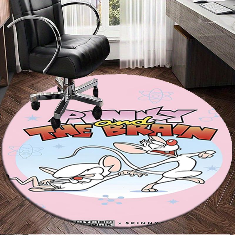 Pinky Brain Adventure Round Rug for Livingroom,Bedroom, Palyroom, Chair Rug, Area rug, Circle Carpet, Large Size Fan Christmas gift
