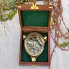 Brass Sundial Compass I With Wooden Box I Solid Brass Working Direction Handmade Compass,